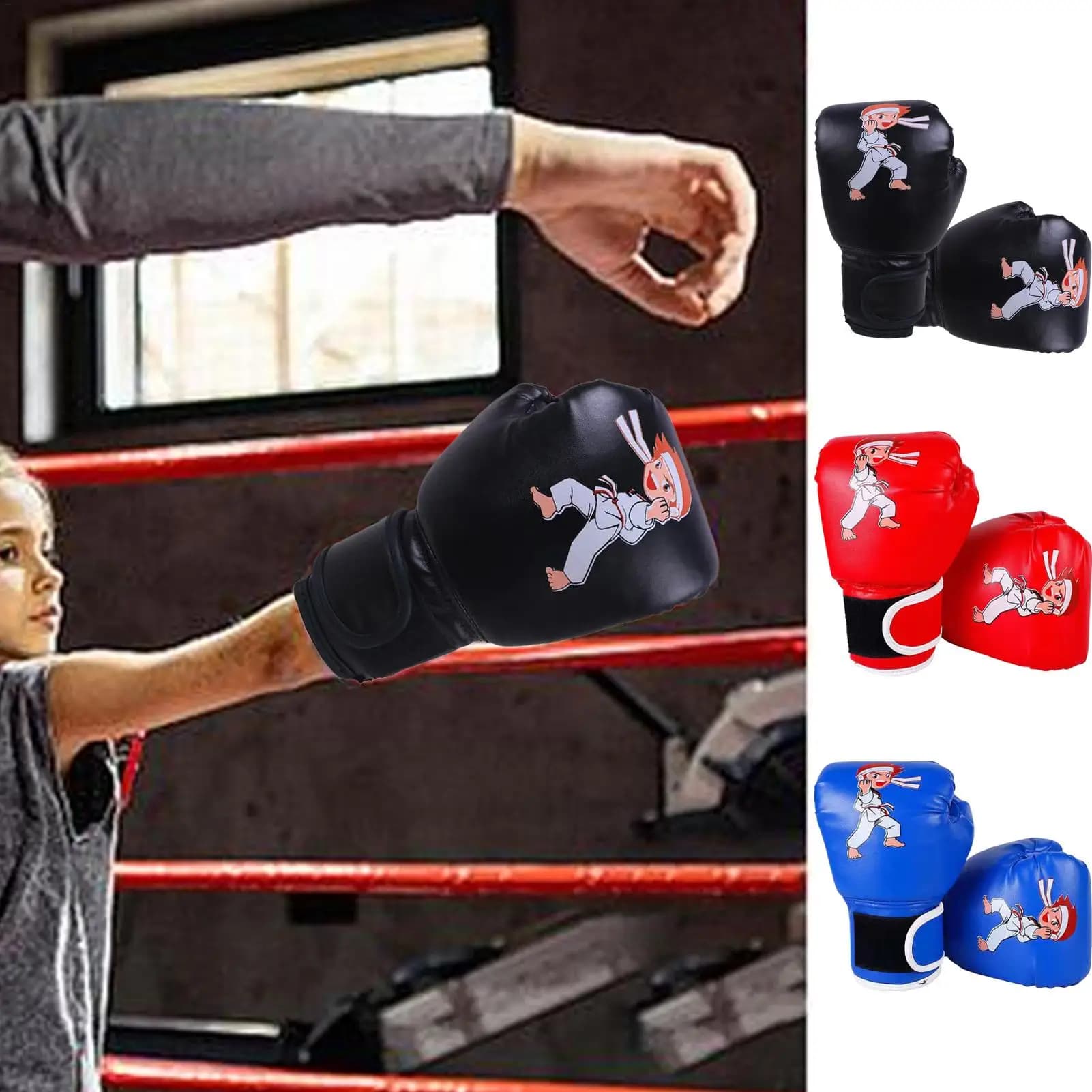 Training children's boxing gloves, from 3 to 13 years old with wrist support and breathable padding, safe boxing gloves for beginners at home gym