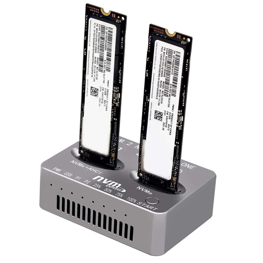 Docking station NVME Gen2X 20Gbps Dual-Bay M.2 NVME SSD Clone USB3.2 Tipo C Scatola disco rigido esterno Chiave M/B M M.2 M.3 NVME PCI-E