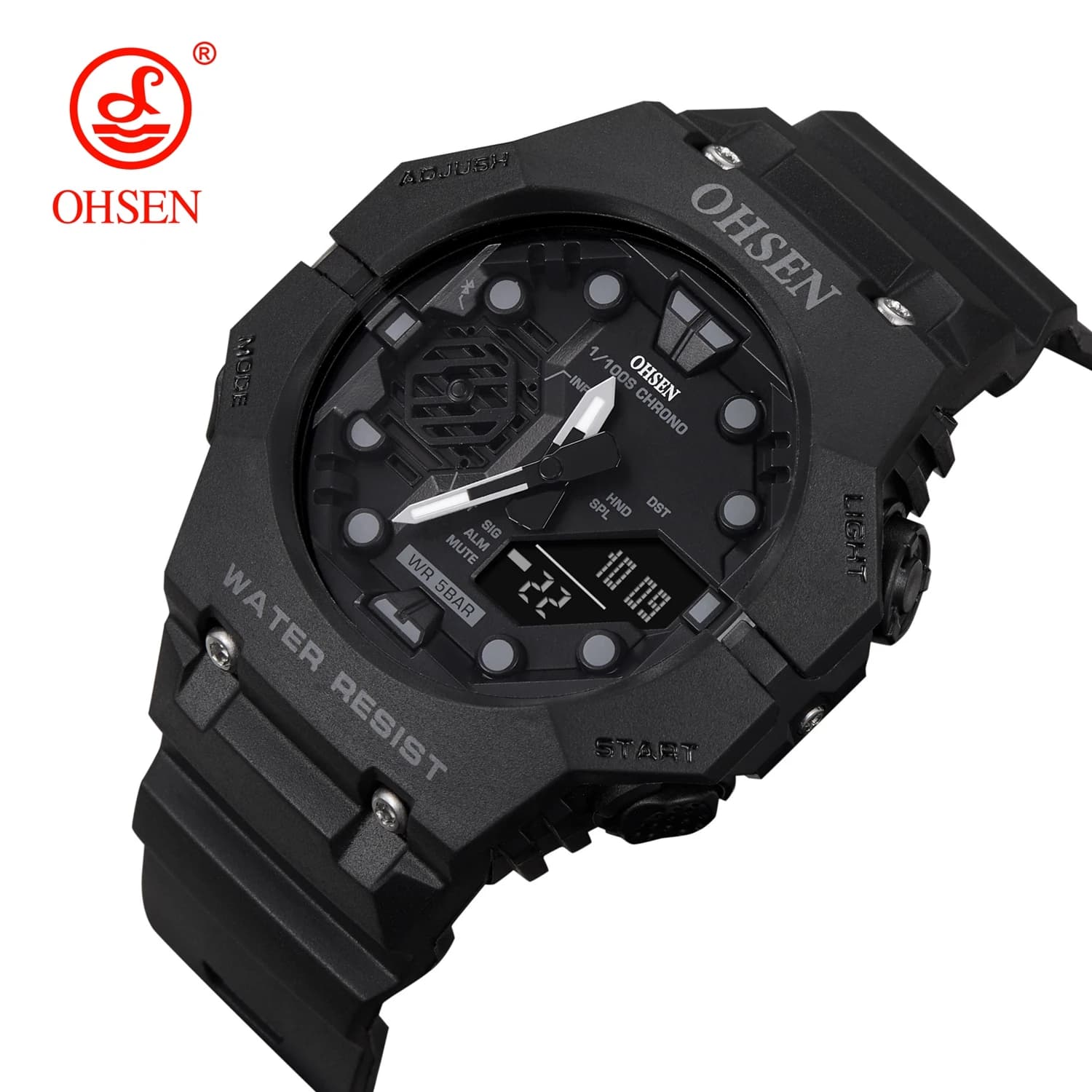 Men's Open Air Sports Digital Watches Men's Watch Men's Electronic Tactical Waterproof Silicone Black Fashion Relogio Masculine