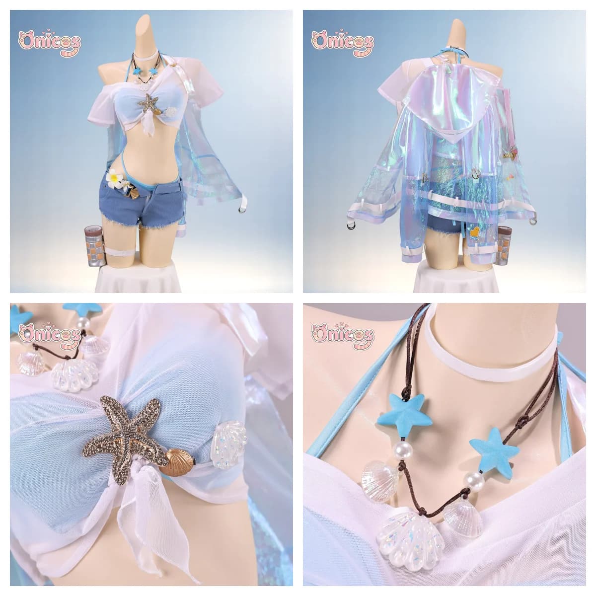 Wuthering Waves Lynne · Mint Candy‌‌ Full Set Summer Swimsuit Outfit Game Cosplay Costume For Carnival Beach Party Onicos