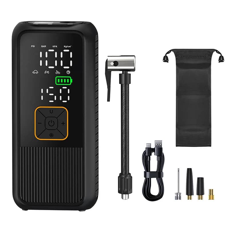 Compressore d'Aria Ricaricabile 150PSI Gonfiatore Portatile Digitale Senza Fili per Pneumatici Auto Biciclette Palloni Moto