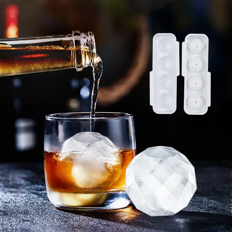 Frigorifero domestico con stampo per ghiaccio rotondo diamantato con coperchio Macchina per la produzione di ghiaccio per hockey su ghiaccio, cubetti di ghiaccio, birra, refrigerazione