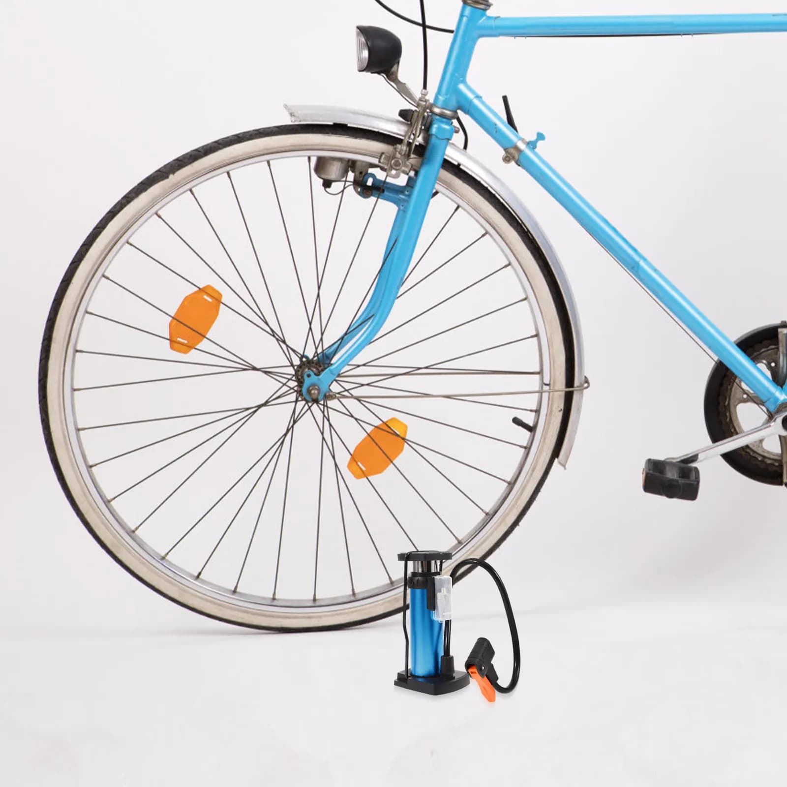 Mini Pompa per Bicicletta Portatile in Lega di Alluminio, Gonfia Biciclette, Palloni, Veicoli, con Ago per Gonfiaggio, Facile da Usare, Blu