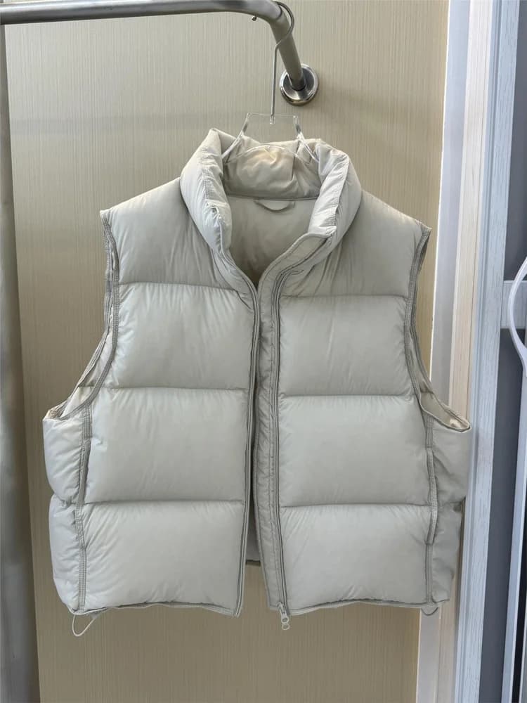 Gilet Imbottito da Donna con Collo Alto, Caldo e Confortevole, in Finta Pelliccia, Senza Maniche, Stile Casual, in Piumino d'Anatra