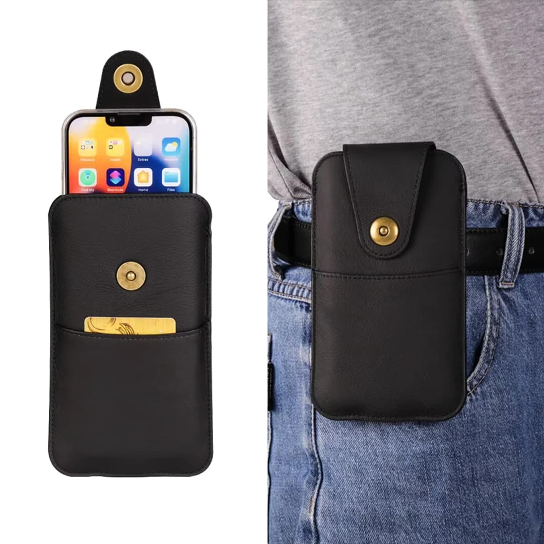 Custodia per Clip da cintura per telefono in vera pelle di mucca per Samsung S24Ultra S24FE S24Plus S23 S22 S21 S20 custodia per fondina da uomo