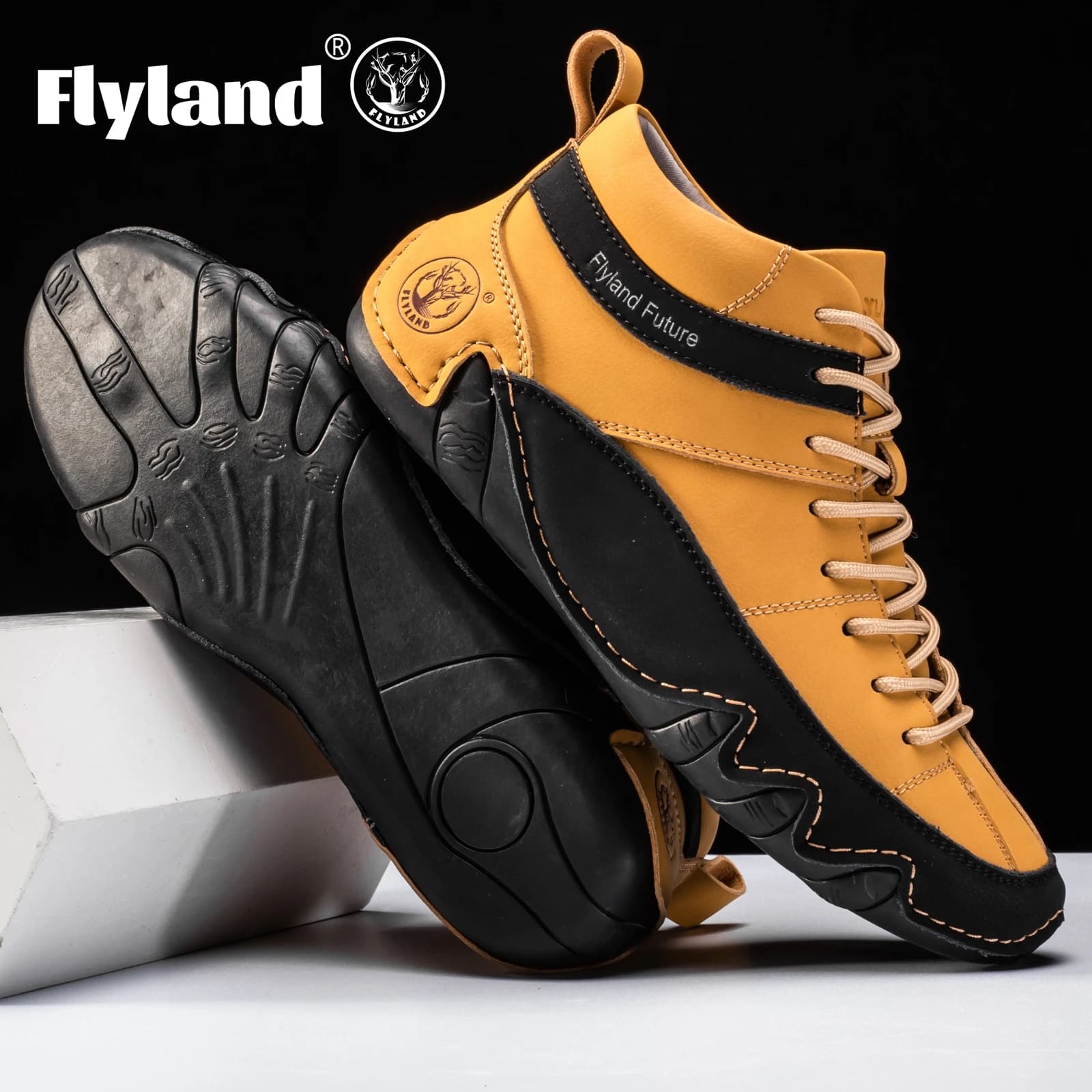 FLYLAND Fashion Men's sneaker, Classic Vintage Style, Chukka Booty Made in Hand, Casual Shoe for Office and Work