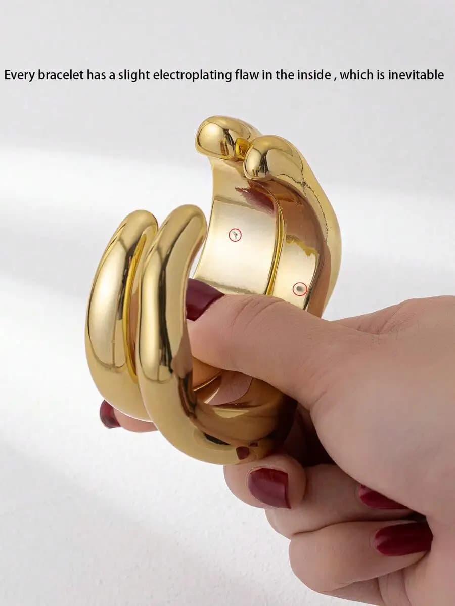 Set di 3 bracciali a strati asimmetrici placcati oro spesso per donna, bracciali avvolgenti spessi e vistosi, idea regalo.