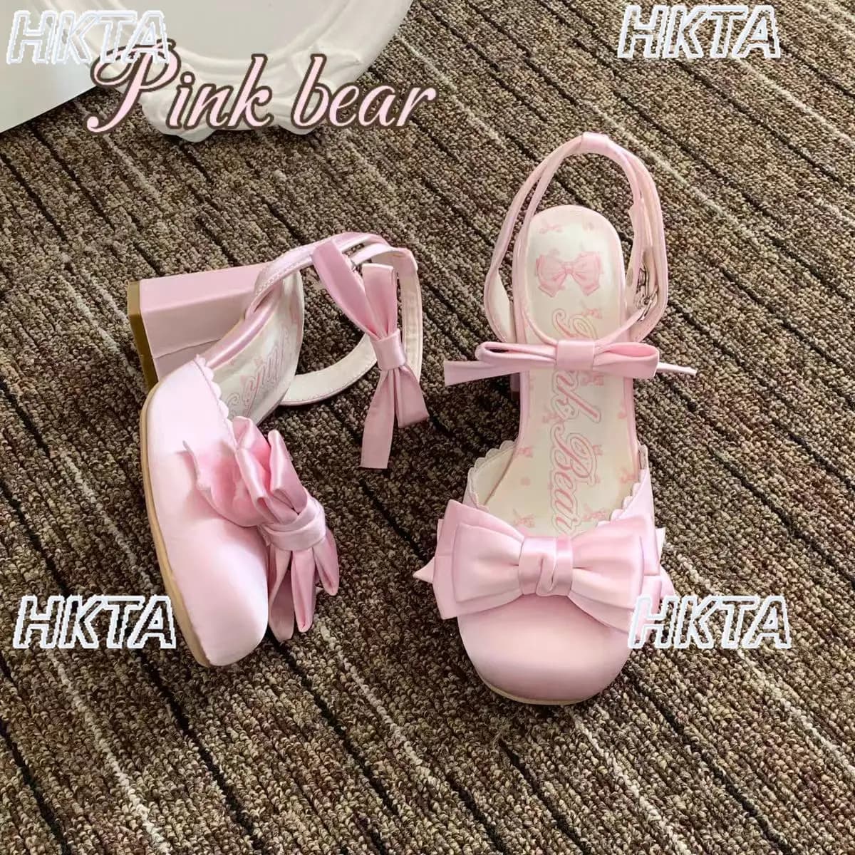 Sandali Lolita con Tacco Quadrato e Fiocco in Raso, Stile Kawaii, Eleganti e Dolci, Punta Rotonda, Neri, con Tacco Alto, da Donna, Estate 2026