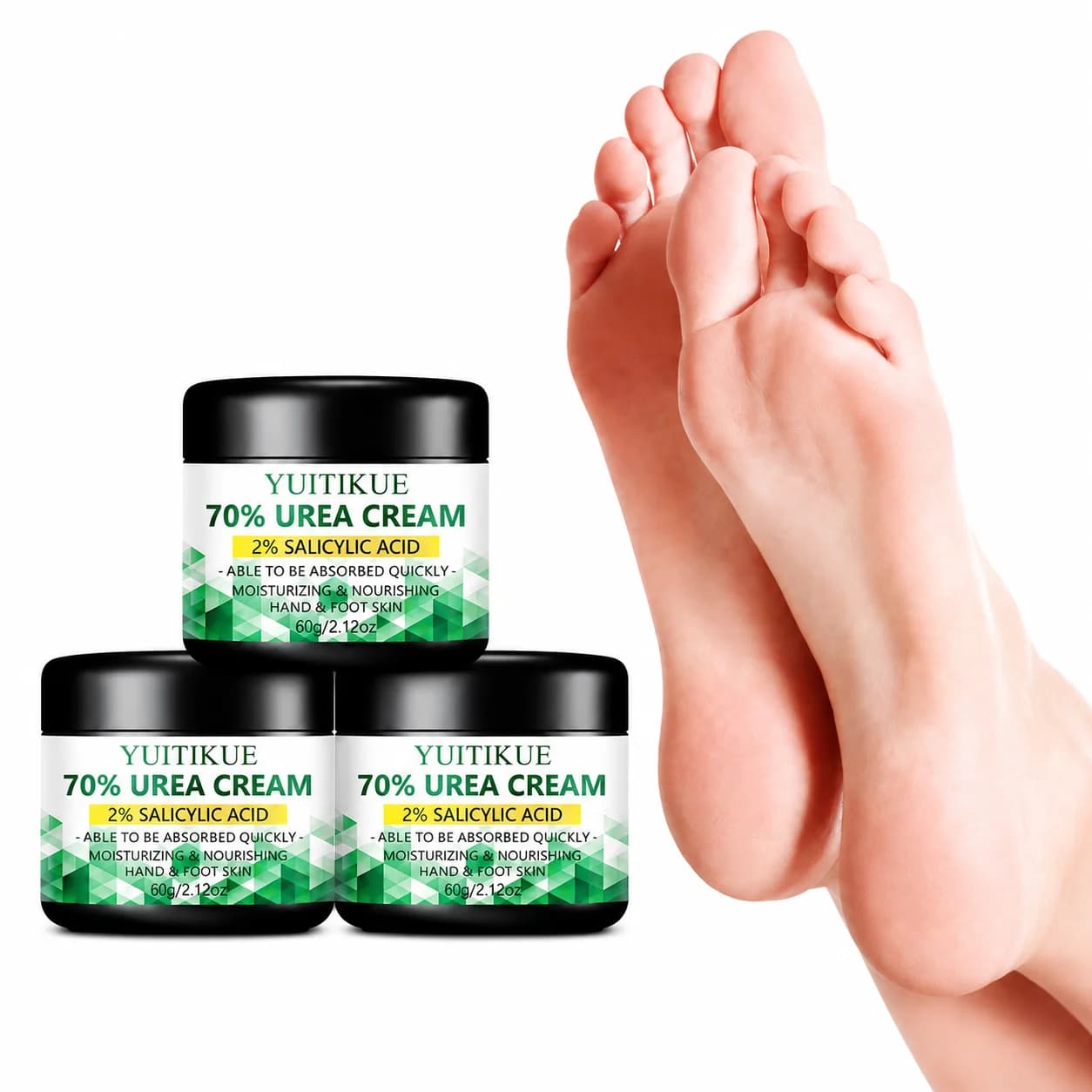 70% Urea Hand and Foot Cream with 2% Salicylic Acid Fast Absorbing Moisturizer for Dry Cracked Heels Rough Skin and Calluses