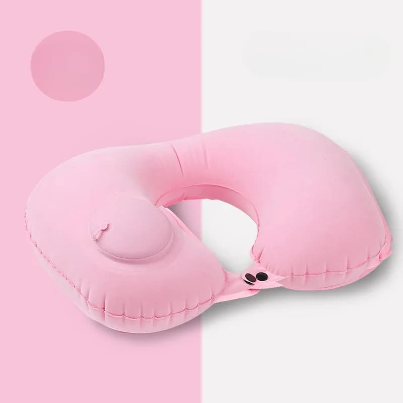 Cuscino da Viaggio Gonfiabile a Forma di U, Supporto Ergonomico, Tessuto Morbido Floccato, Leggero