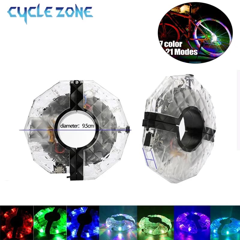 Luce per raggi per bicicletta a 7 colori Luci per ruote per bici MTB Lampada per raggi per mozzo posteriore per bici ricaricabile tramite USB con luci per bicicletta per equilibrio per bambini