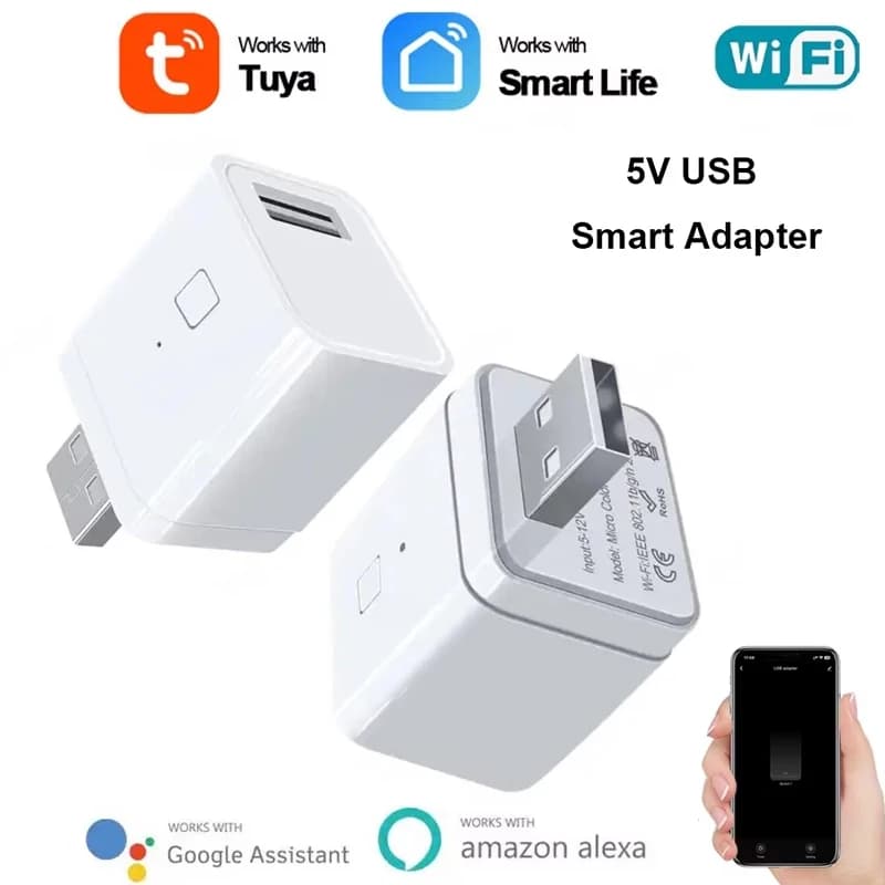 Adattatore micro USB WiFi Tuya Adattatore di alimentazione USB WiFi Spina di ricarica con temporizzazione intelligente Funziona con Alexa Google Alice Assistant Smart Life