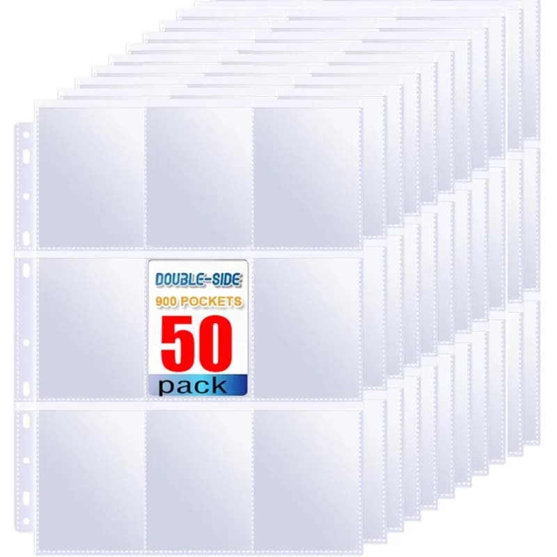 50/5pcs 9 Pockets Trading Card Bags A4 Double Side Storage Album Collector Pages Card Holder Idol Photo Album