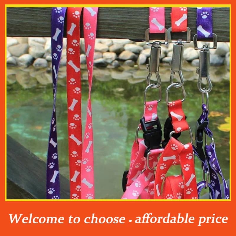 {}Fashion Cartoon Cute Bone Printed Pet Harness Leash Adjustable Neck Dog Accessories For Small Medium Dogs Leash Pet Supplies