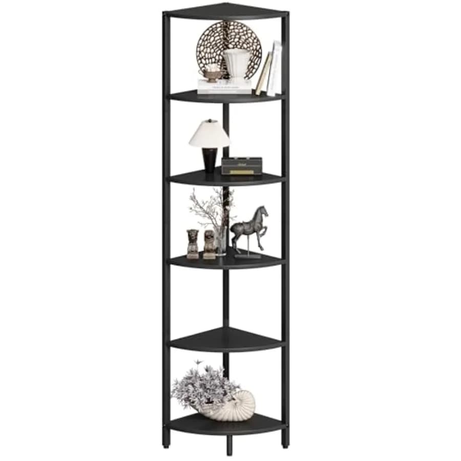 Scaffale Angolare a 6 Ripiani, 160 cm di Altezza, Scaffale a Scala, Libreria Verticale, Organizzatore, Espositore, Libreria, Supporto per Piante