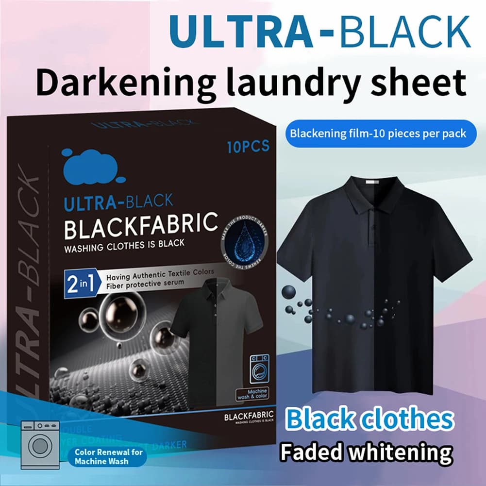 10Pcs/box Black Clothing Color Restorer Sheet Washing Machine Clothing Color Tablet for Dark Fabric Care Laundry Upkeep Supply