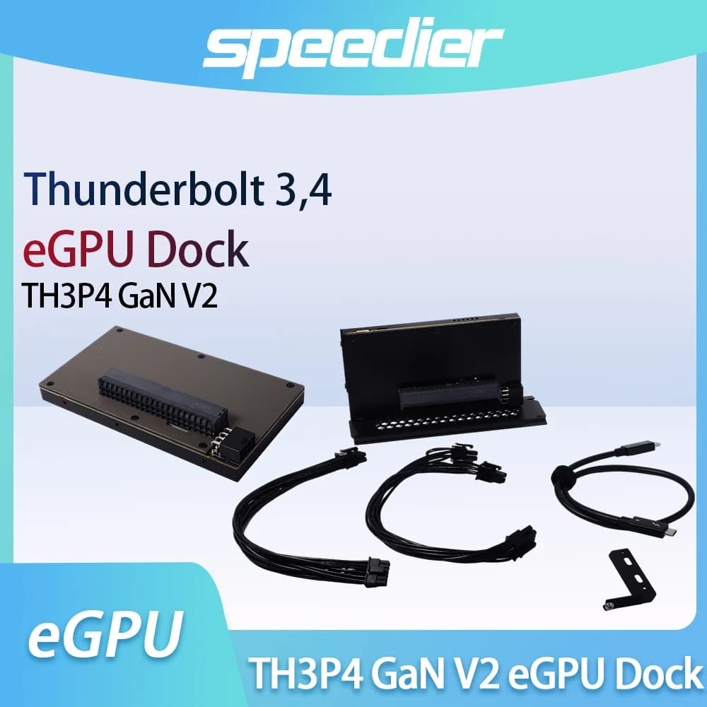 TH3P4 GaN V2 Thunderbolt 3/4 USB4 EGPU Dock 40Gbps, Docking Station per Scheda Grafica Esterna per Laptop, Giochi, Video, Rendering 3D, AI