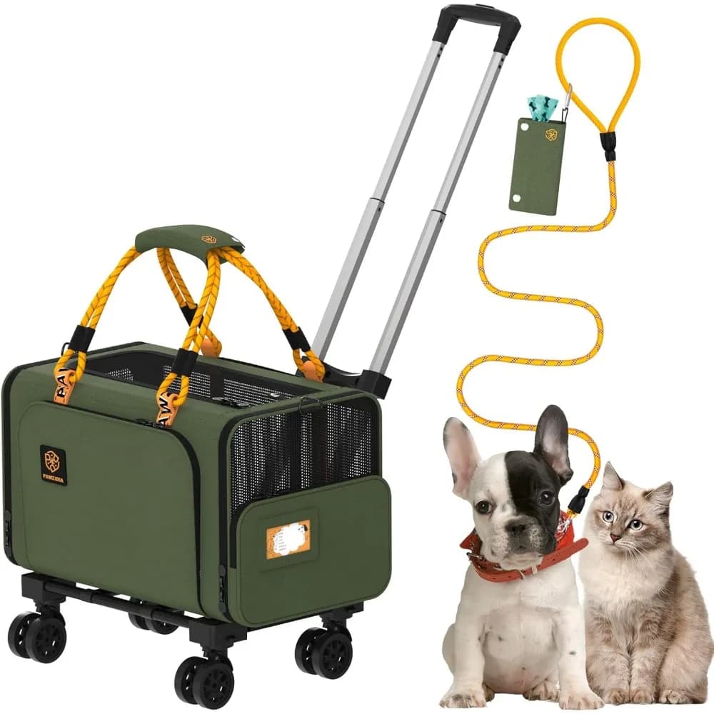 Trasportino per animali espandibile con ruote, trasportino per gatti approvato dalla compagnia aerea TSA 18X11X11 per 2 gatti sotto il sedile, lato morbido pieghevole