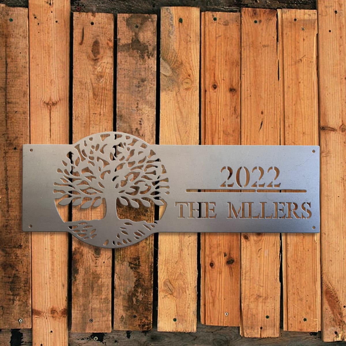 1 Pezzo Targa in Metallo Personalizzata Stile Albero della Vita, Decorazione per Casa, Stanza, Giardino, Garage, Recinzione, Fattoria, Regalo Familiare Stagionale