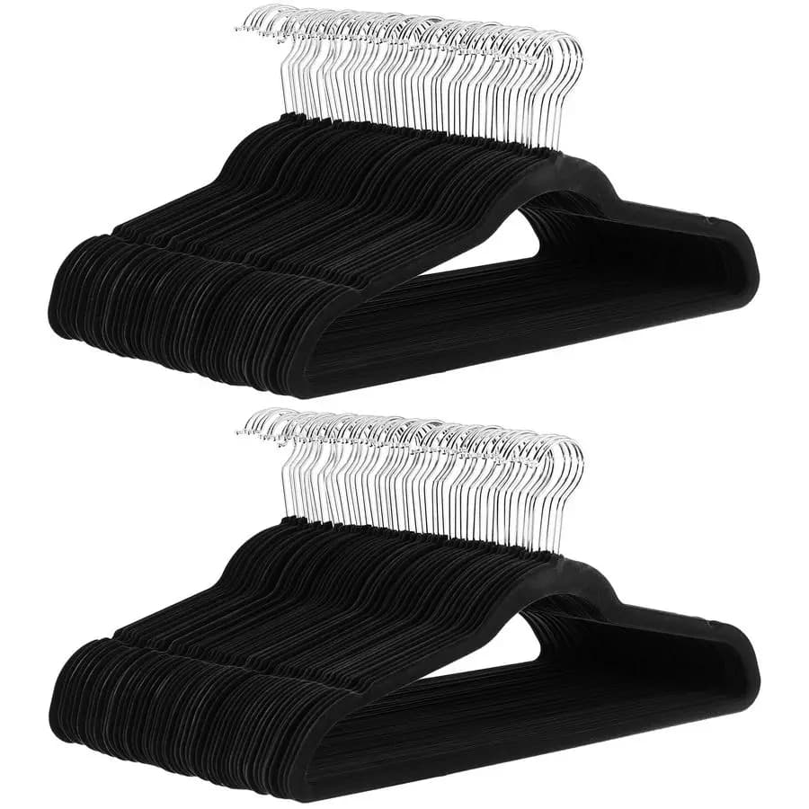 Anti-slip Velvet Space Protector, Armadio Organizer, Black Silver, Pack of 100