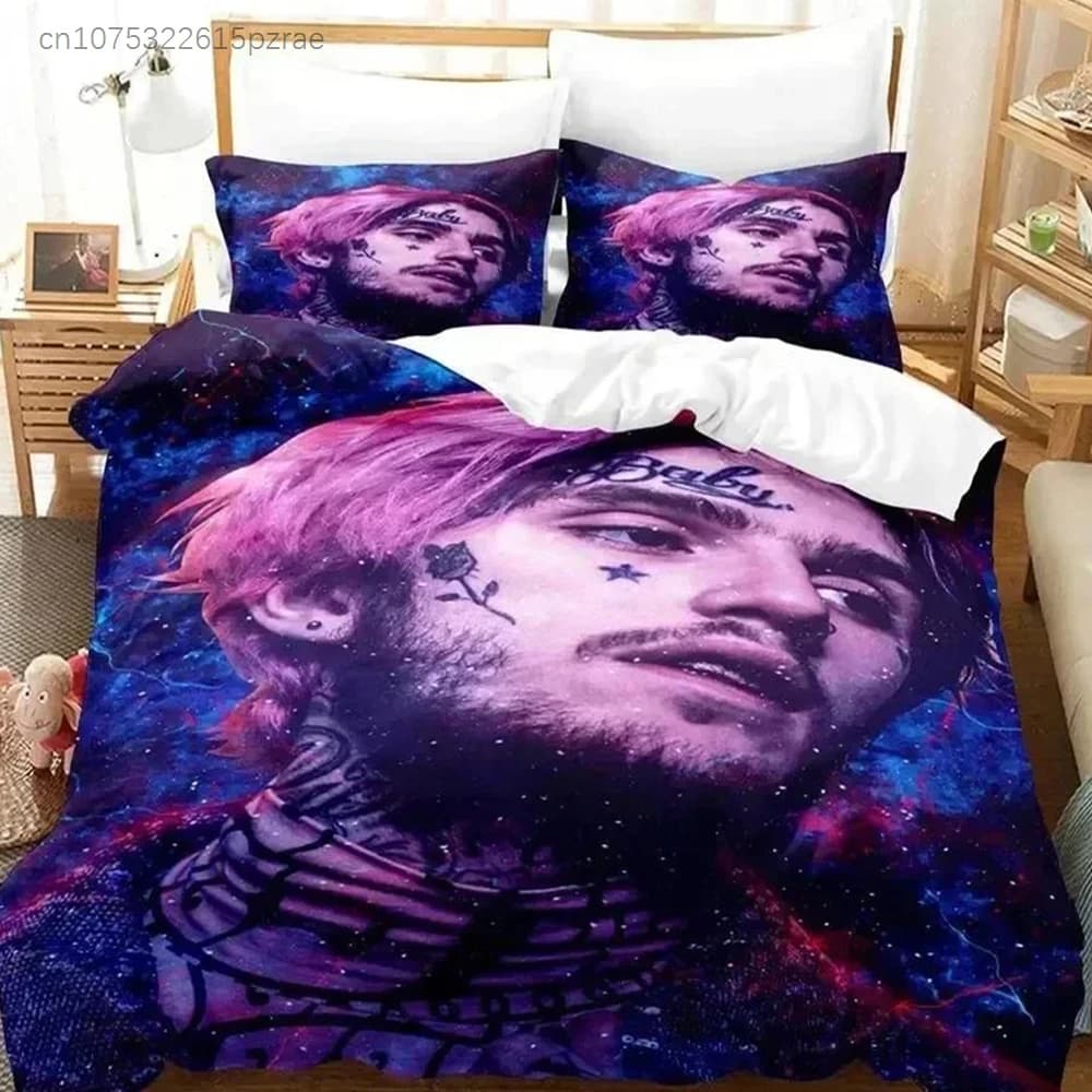 3D Print Rapper Lil Peep Bedding Set Duvet Cover Bed Set Quilt Cover Pillowcase Comforter King Queen Size Boys Adult Bedding Set
