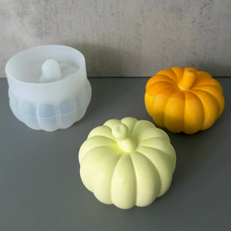 Silicone Candle Mould Pumpkin DIY Halloween Ornament Gesso Creation Epoxy Resin Concrete Casting Molds Home Decoration Supplies