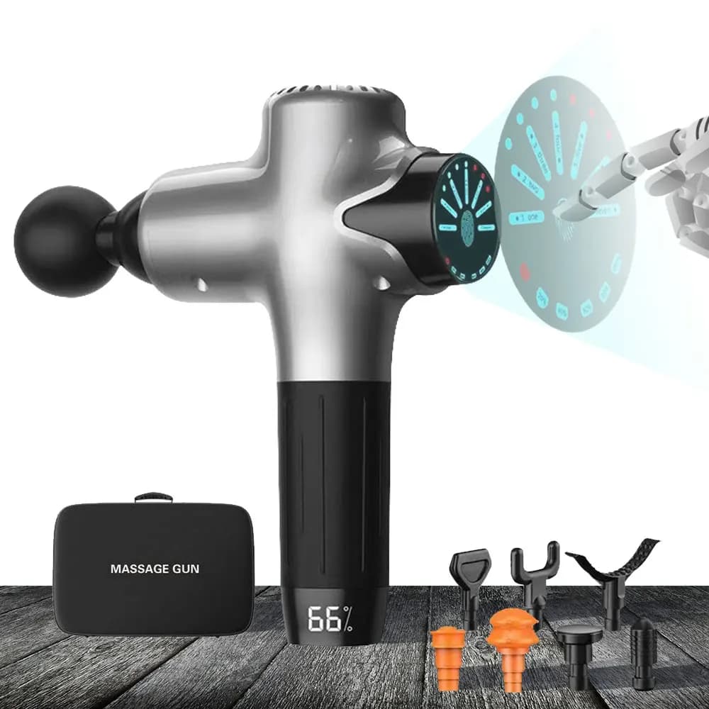 Best Wireless 24V Brushless Triangle Vibrate Deep Tissue Percussion Massage Gun with Heat 12 Heads 6-8H Runtime