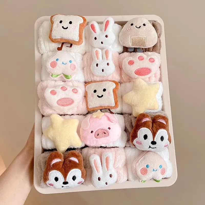 2PCS/set Cartoon Wash Face Hair Bands Cuff Waterproof Bands for Washing Face Spa Washband Microfiber Wristbands Wrist Sweatband