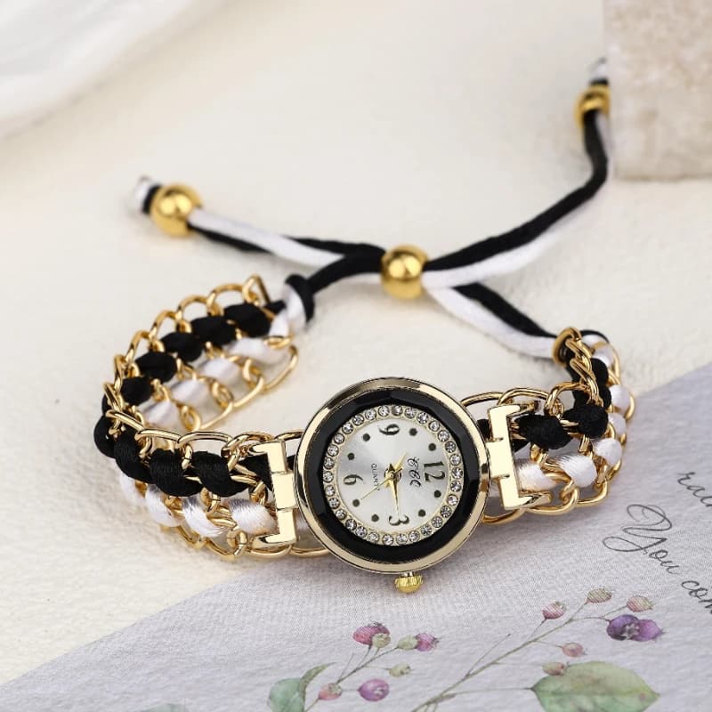 Quartz watches with fashionable fabric strap Daily casual watch with woven rope strap Women's Relojes Para Mujer watches
