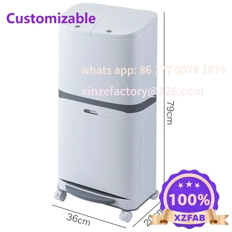 Customizable New Convenient Garbage Bucket Sorted Waste Bin with Wheel Plastic Kitchen Trash Can Corner Recycle Bin Press Open