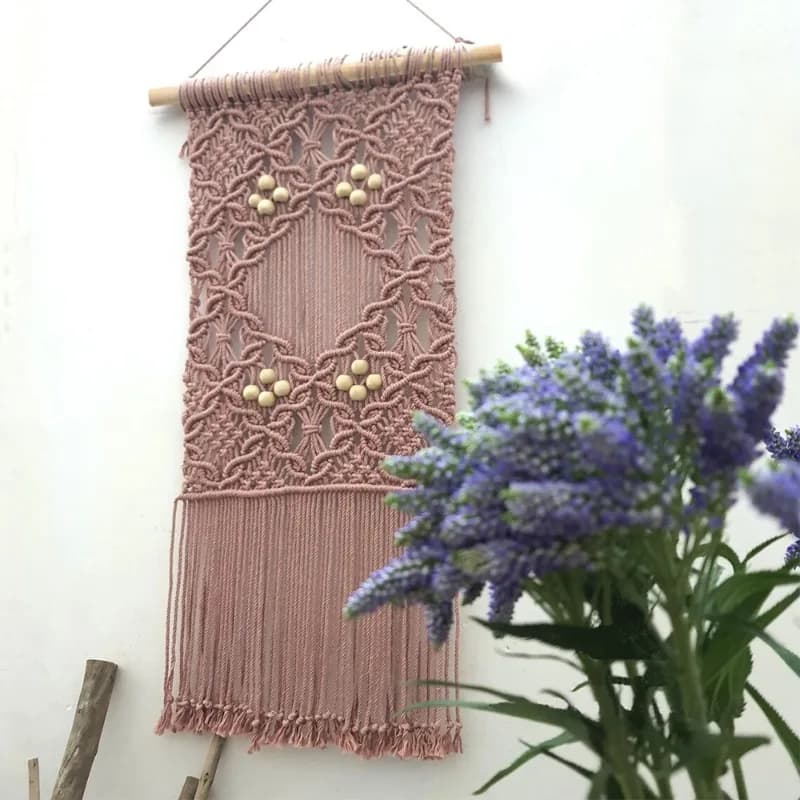 Creative Woven Plum Blossom Tapestry with Tassel Nordic INS Wall Hanging Boho Home Decor