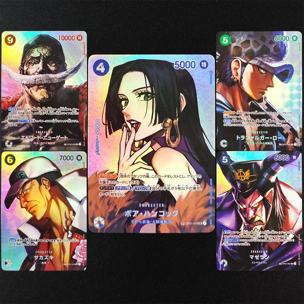 Self Made One Piece OPCG Boa Hancock Newgate Law Magellan Sakazuki OP04 Regni dell'intrica Collezione anime Flash Card Toy