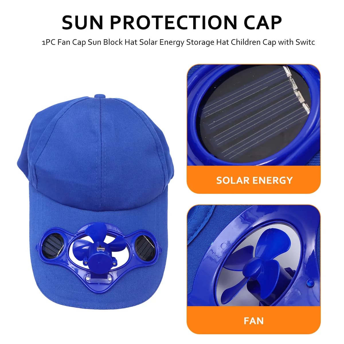 Children's fan hat Sun-resistant cotton blower hat Kids summer refreshing hat Energy storage baby hat