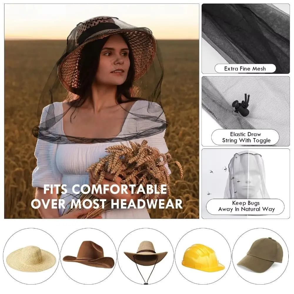 Cappello da Giardinaggio Traspirante con Rete Anti-Zanzare, Leggero e Protettivo contro gli Insetti, Ideale per la Pesca