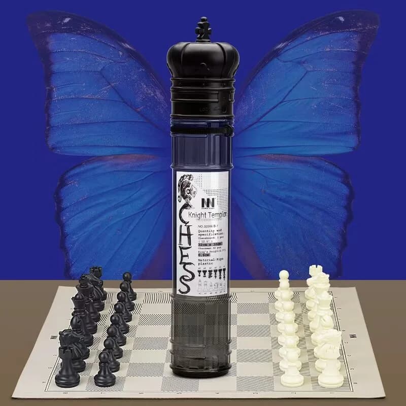 International Chess Outdoor Portable Large Chess Pieces Pu Leather Chess Board for Children and Elementary School Students Entry-Level Educational Chess Set