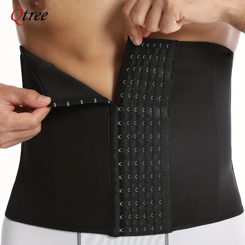 Qtree Uomo Dimagrante Body Shaper Corsetto S-6XL Plus Size Ganci Vita Trainer Cintura 7 Acciaio Osso Compressione Pancia Cintura di Controllo