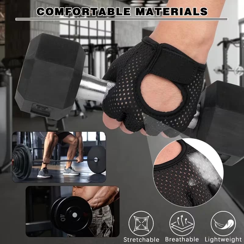 Half Finger Cycling Gloves Gym Dumbbells Training Sports Workout Non-slip Gloves Breathable Mesh Fitness Gloves for Men Women