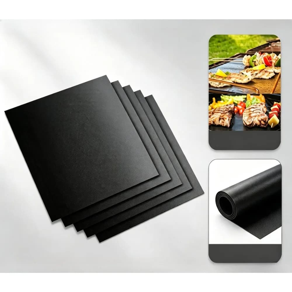 Teflon Grill Mats,Set of 5 Copper Grilling Mat, Baking Mats Barbecue Grilling Accessories,Works on Gas, Charcoal, Electric Grill