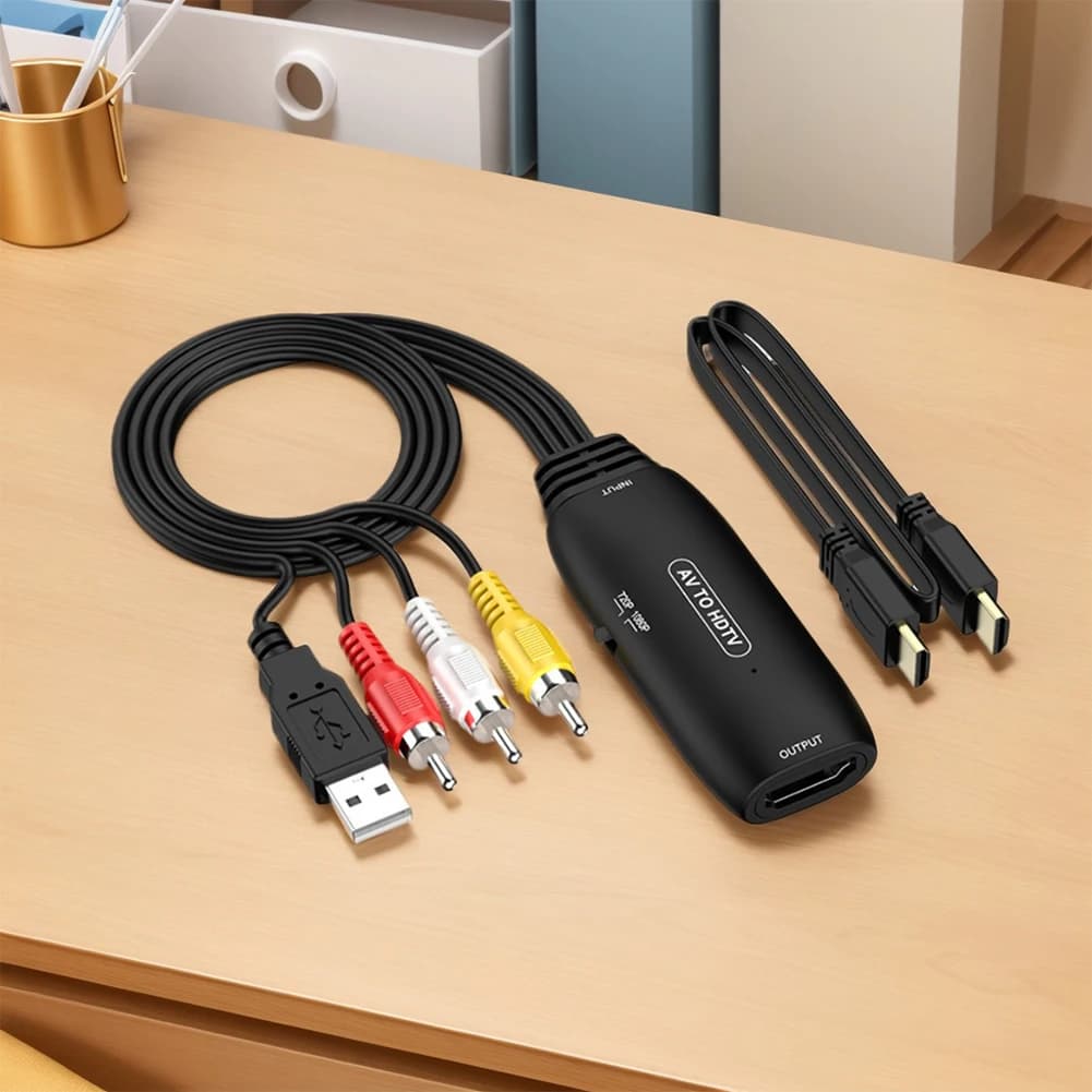 Composite CVBS AV to HDMI compatible, 1080p/720p video converter compatible with HDMI, supports NTSC PAL
