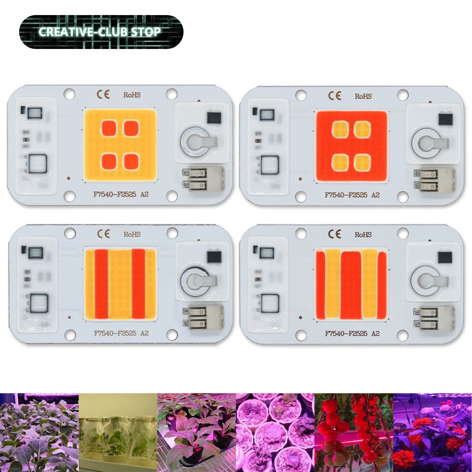 50W LED COB Chip Saldatura Gratuita 220V Phyto Lampada Spettro Completo Diodo LED Per Piatti Lampada Pianta Piantina Crescere Fiore Crescita illuminazione
