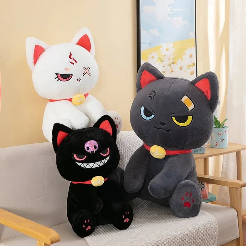 30-60cm Anime Dark Pirate Cat Plush Toys Funny Devil Pirate Cat Doll Stuffed Animal Toy Home Decor Kid Toy Birthday Xmas Gift