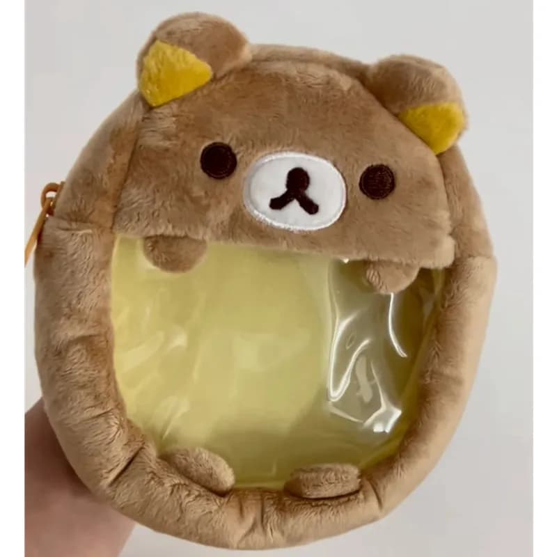 2024 Rilakkumas peluche orso Itabag carino portamonete portamonete portafoglio trasparente trasparente organizzatore borsa portachiavi Kawaii Mini zaino
