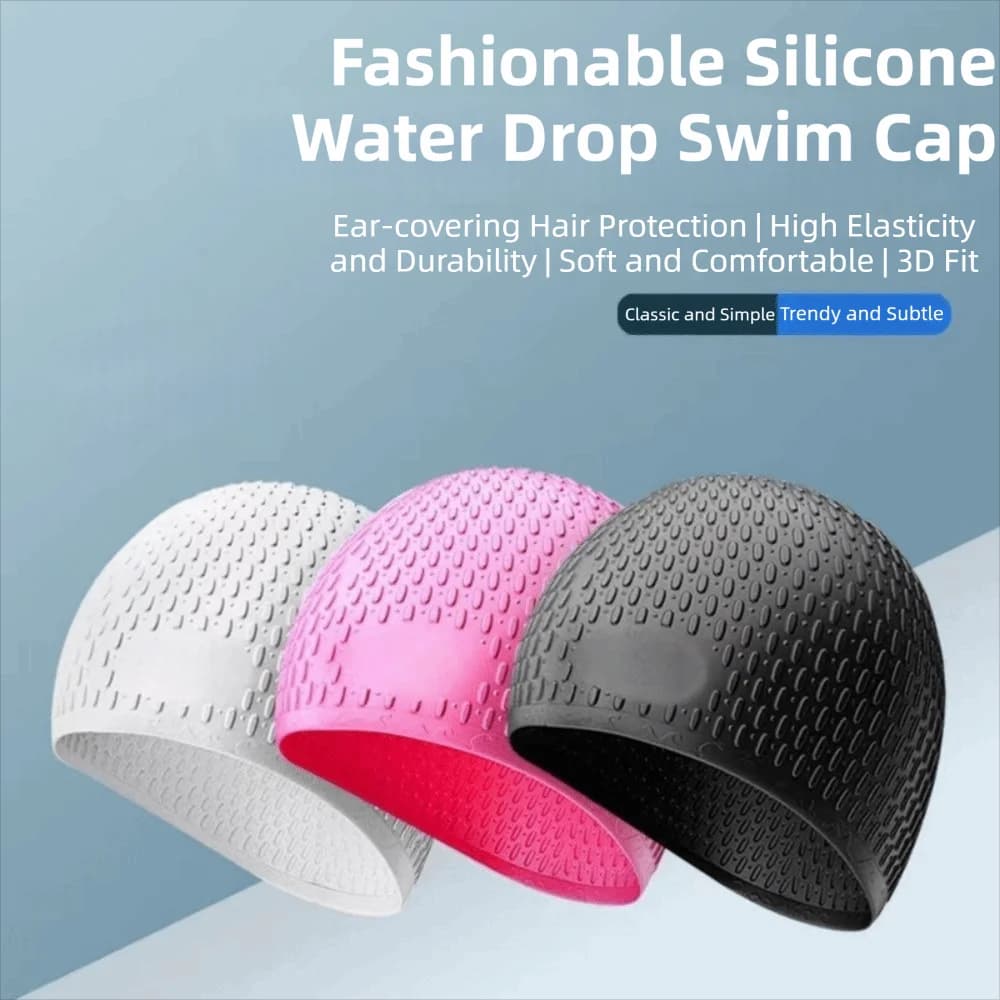 Durable Soft Silicone Swimming Cap High Elasticity Waterproof Diving Hat Ear Protection Non-Slip Bathing Caps Water Activities