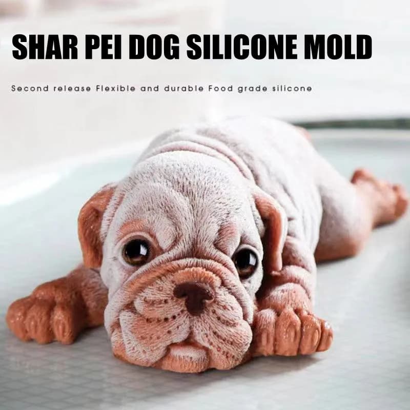 Stampo in silicone 3D Shar Pei Dog Mousse Cake Mold Gelato Budino Stampo Decorazione torta Accessori Strumenti Stampo per cubetti di ghiaccio