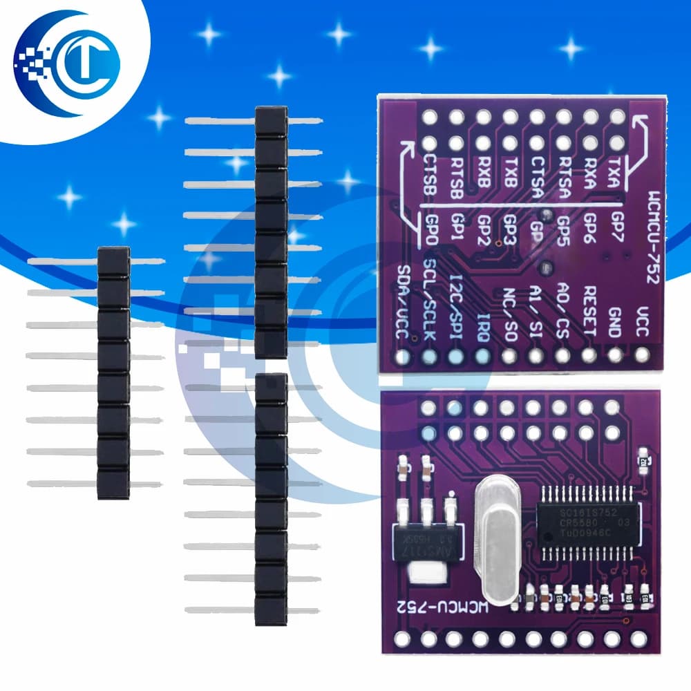 SC16IS752 Dual UART Expansion Board I2C SPI Interface Converter 2.5V 3.3V Voltage Module for Arduino