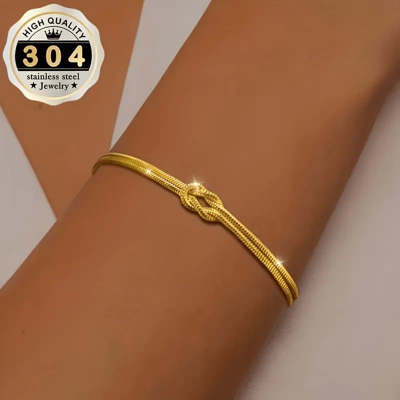 Bracciale da Donna in Acciaio Inossidabile Placcato Oro 18K, Elegante Bracciale Tennis, Gioielli Raffinati in Acciaio Inossidabile per Donne
