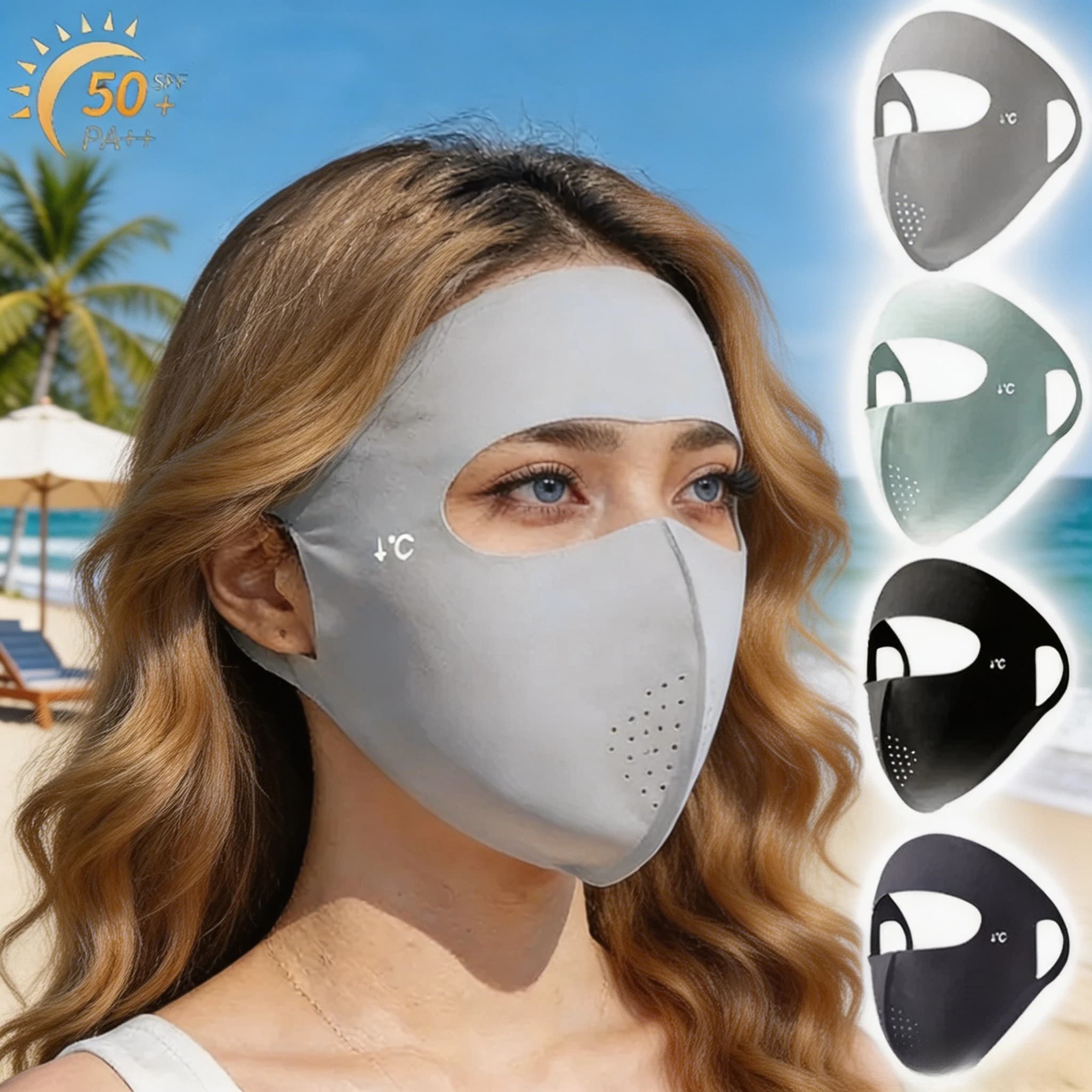 Integrated Solar Silk Mask for Women, Breathable, Resistant, for Summer Cycling, Fishing, UPF 50+
