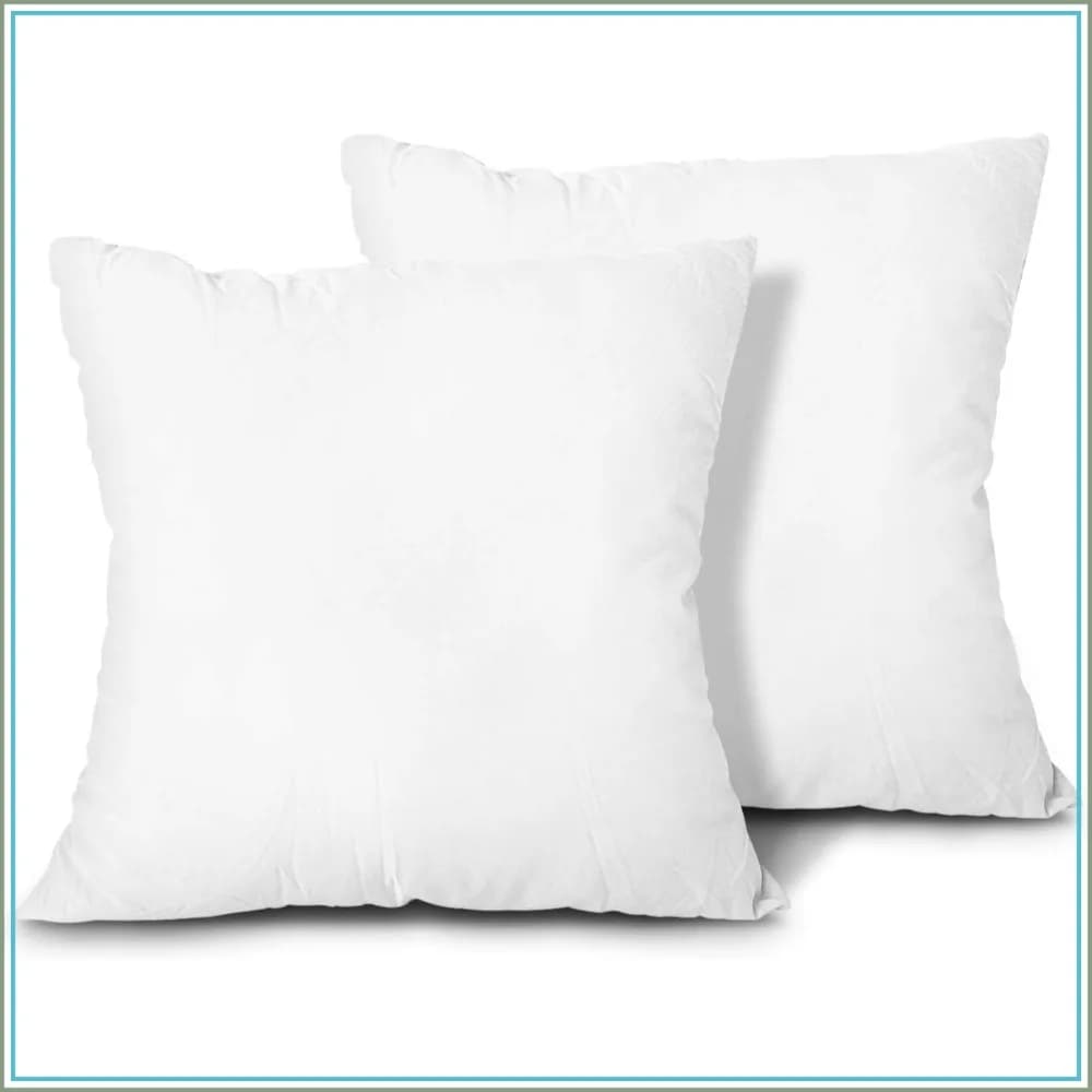 Set of 2 Lightweight Down Alternative Pillow Inserts, 18x18, Polyester, Machine Washable, White