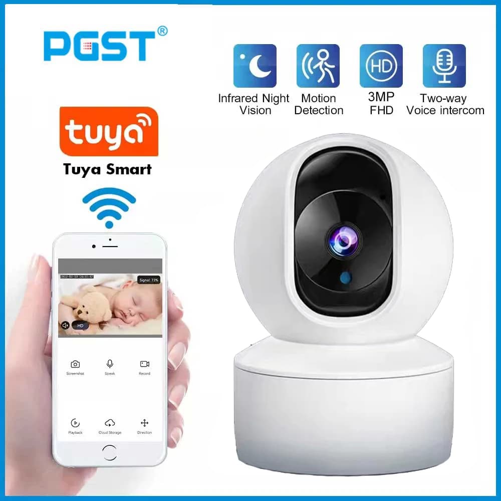 Telecamera di rete per rilevamento umano interno, dispositivo per visione notturna, WiFi, baby monitor, animali domestici, sistema di sicurezza Tuya, 1080P, rotazione a 360 gradi