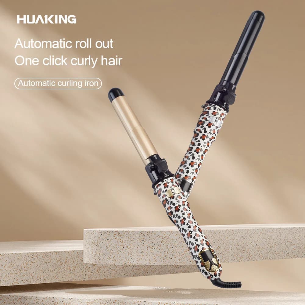 Automatic curling iron for 28 mm wide waves and volumizing fringe/hairs - Automatic rotation